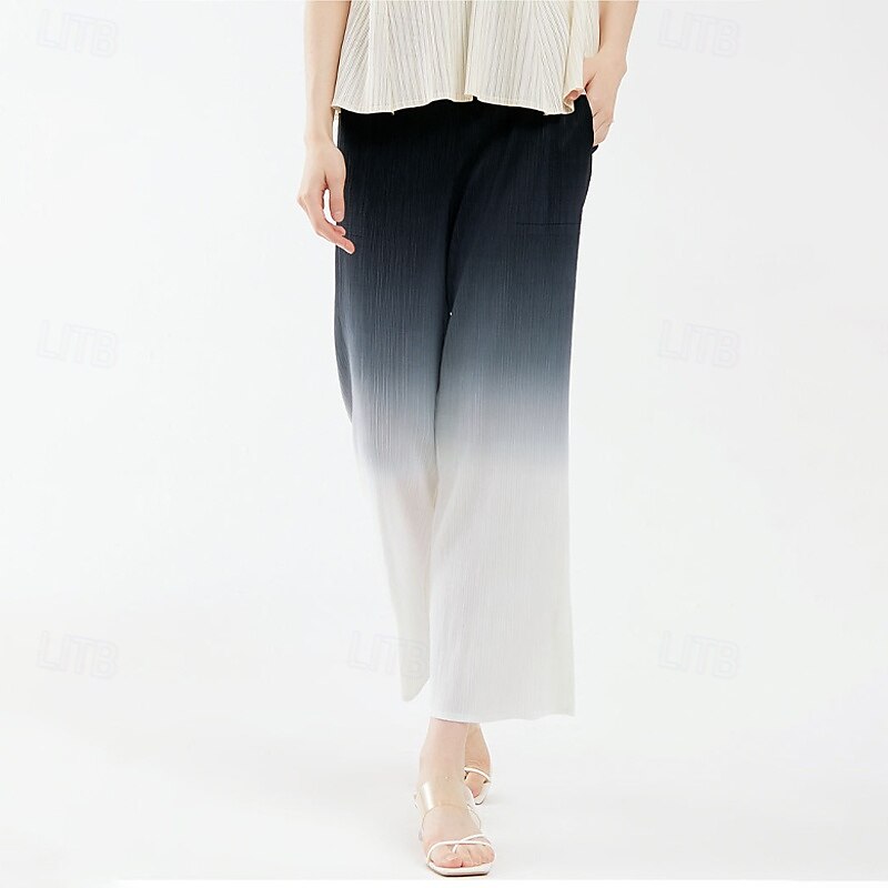 Dam Rak Elegant Semester Vintage Ankellång Medium Midja Lutning Elastisk Svart och vit lutning Sommar Vår Höst Lös passning 2025 - $59.99 –P3