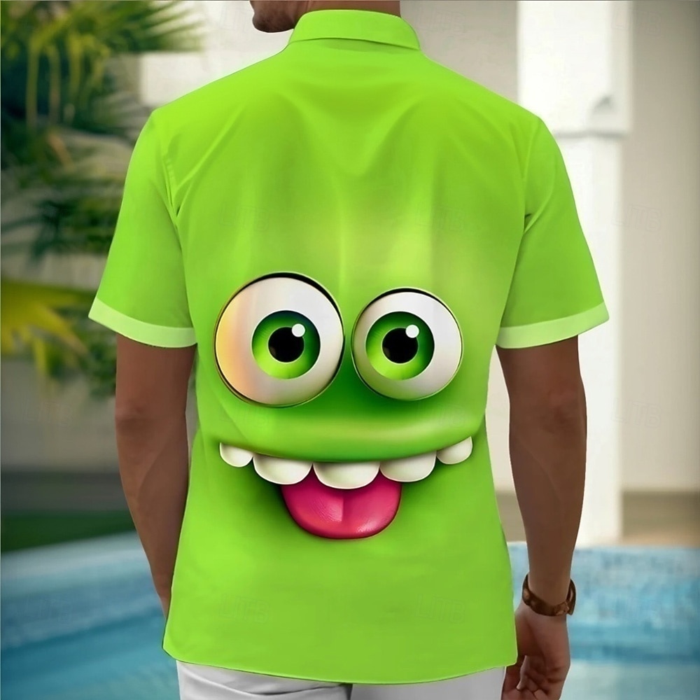Homens Desenho Animado Engraçado Rosto sorridente Camisa Social camisa de verão camisa de botão Manga Curta Moda Casual Ao ar livre Férias Feriado Verão Primavera Aberto para a Lateral Impressão 3D de 2026 por $25.99 –P2