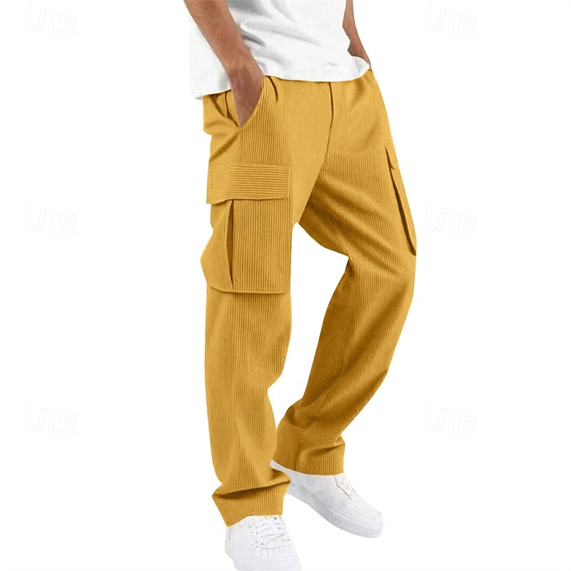 Men's Cargo Pants Trousers Corduroy Pants Multi Pocket Straight Leg Plain Wearable Daily Outdoor Camping & Hiking Fashion Classic White Yellow 2026 - $27.99 –P6