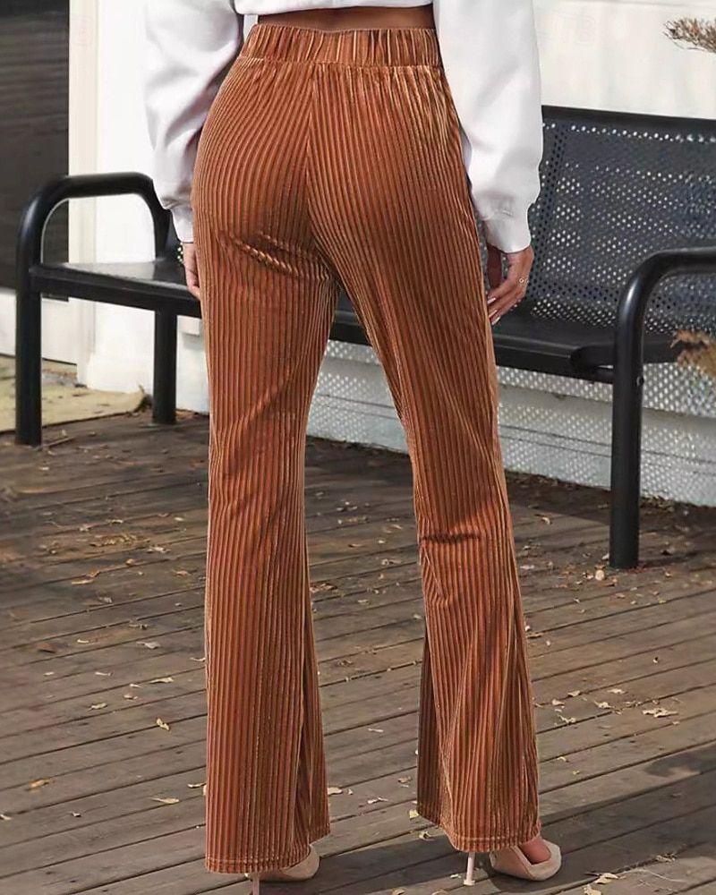 Per donna Pantaloni a zampa Pantaloni Eleganti Streetwear Casual Lunghezza intera Naturale Semplice Elastico in vita Comodo All'aperto Confortevole Vacanza Streetwear Marrone scuro Nero Rosa Autunno del 2025 a $19.99 –P4