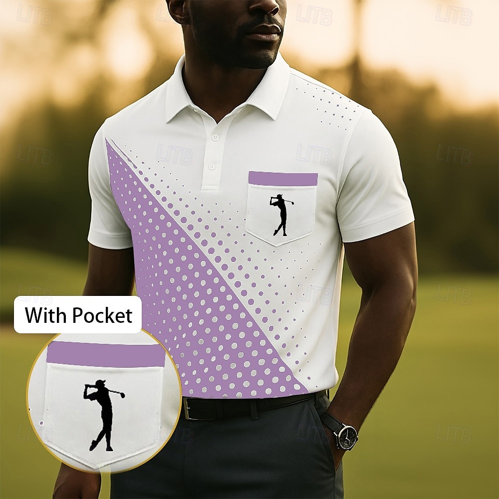 Men's Geometric Golf Sports Polo Shirts Short Sleeve Polo Shirts Collared Shirts Business Casual Outdoor Athleisure Daily Wear 3D Print Summer Blue Purple Green 2025 - $20.99 –P6