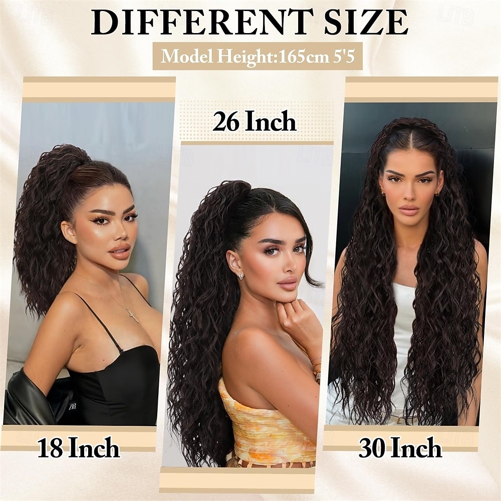 Ponytail Extension Claw Clip Ponytail Extension 26 Inch Long Dark Brown Curly Clip in Pony Tails Hair Extensions Synthetic Layered Fluffy Hairpieces for Women 2026 - $19.49 –P2