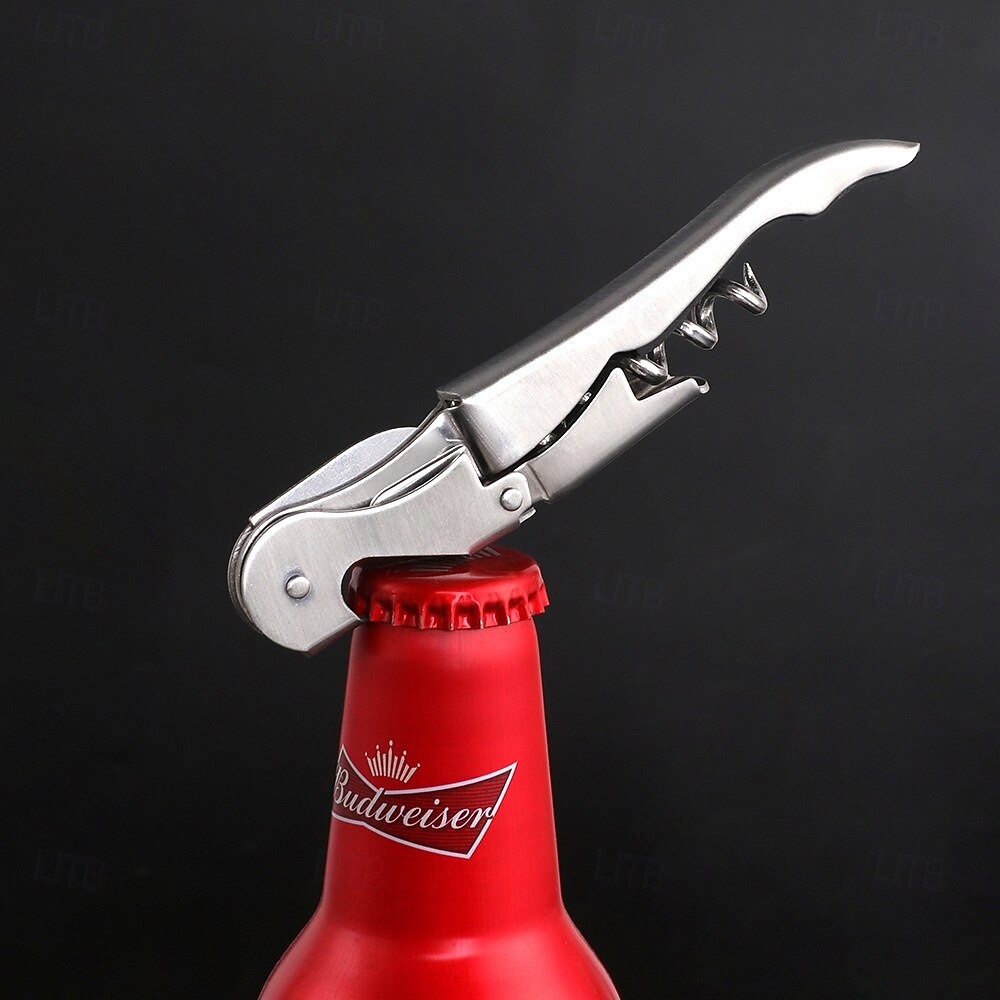Stainless Steel Wine Bottle Opener Corkscrew, 3-in-1 Waiter's Corkscrew with Foil Cutter, Beer Bottle and Can Opener 2025 - $10.99 –P3