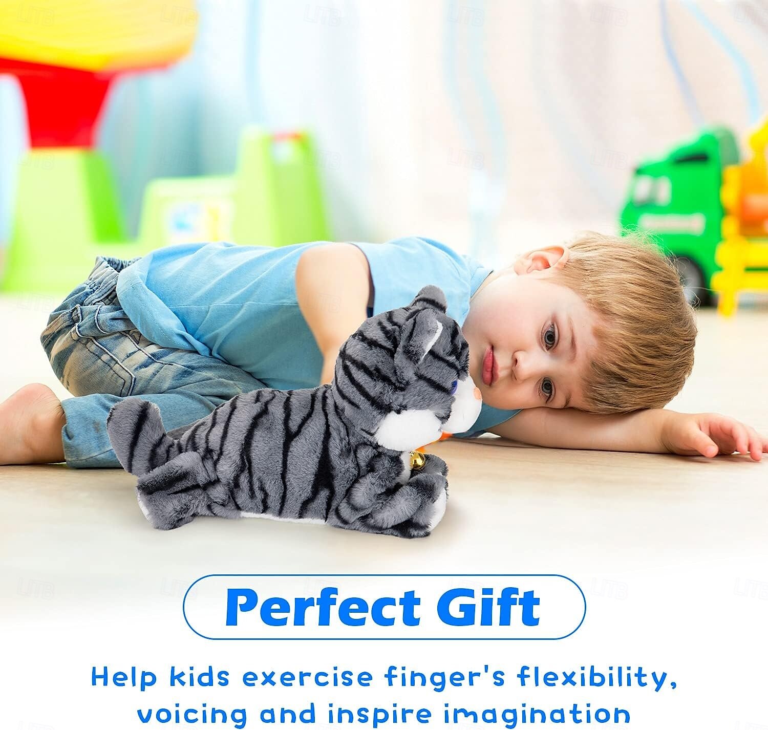 Interactief elektronisch knuffeldier - upgrade met led-licht, ogen, geanimeerde geluidsbesturing, elektronische huisdierenrobot, kat, kitten, speelgoed, cadeaus voor jongens &meisjes kinderverjaardag 2025 - $42.99 –P13