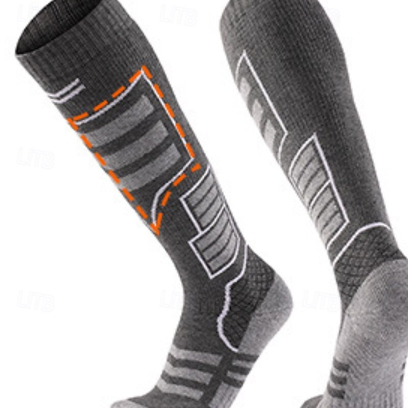 1 Pair Men's Women's merino wool socks Hiking Socks Sports Socks Thermal Warm Breathable Anti Blister Thick Outdoor Over The Calf Patchwork Merino Wool Dark Grey Black Pink for Ski / Snowboard 2025 - $17.59 –P7