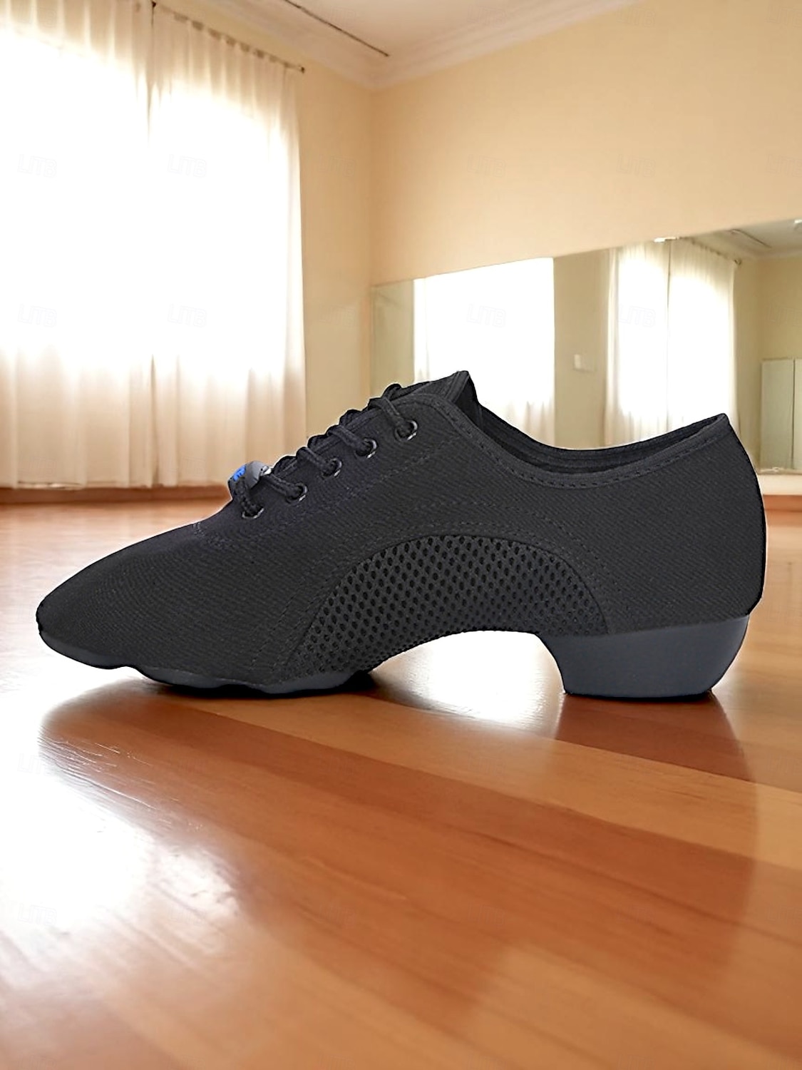 Zwarte veterschoenen voor dames - ademende, lichtgewicht jazz- en fitnessschoenen voor latin- en ballroomtraining 2026 - $32.99 –P3