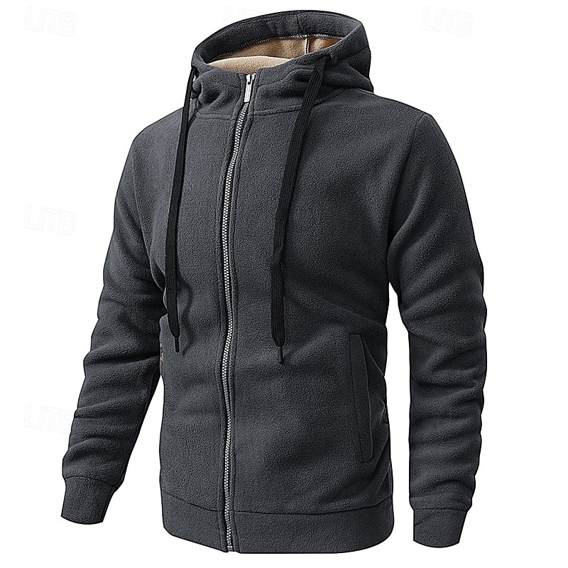Herren Windjacke Wanderjacke Fleecejacke Außen Warm Wanderoutfits Wanderbekleidung Winter Herbst Oberteil Camping / Wandern / Höhlenforschung Laufen Dunkelgrau Schwarz Armeegrün 2025 - $25.59 –P1