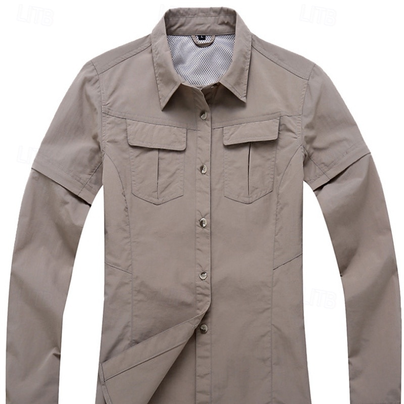 Women's Hiking Shirt Long Sleeve Turndown Top Outdoor Waterproof Windproof Lightweight Nylon Army Green Khaki Rose Red Running Camping / Hiking / Caving 2025 - $34.99 –P1