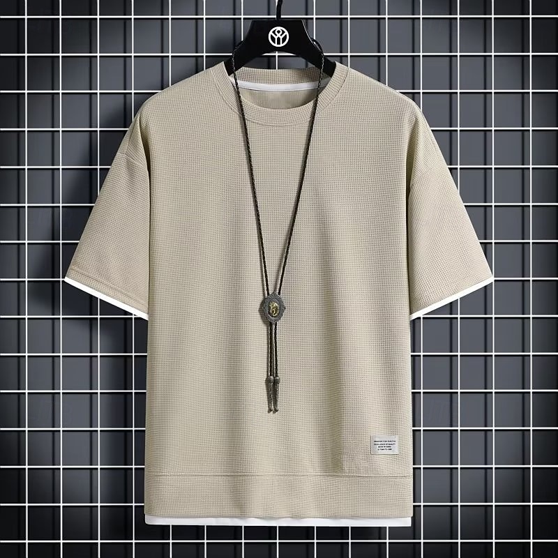 Bărbați Tricou Waffle Tricou Manșon scurt Mânecă scurtă Stil Nautic Vară Simplu Modă Designer De Bază fals două piese Casual Vacanță Stradă Alb Top tricou pentru bărbați 2026 - $10.99 –P9