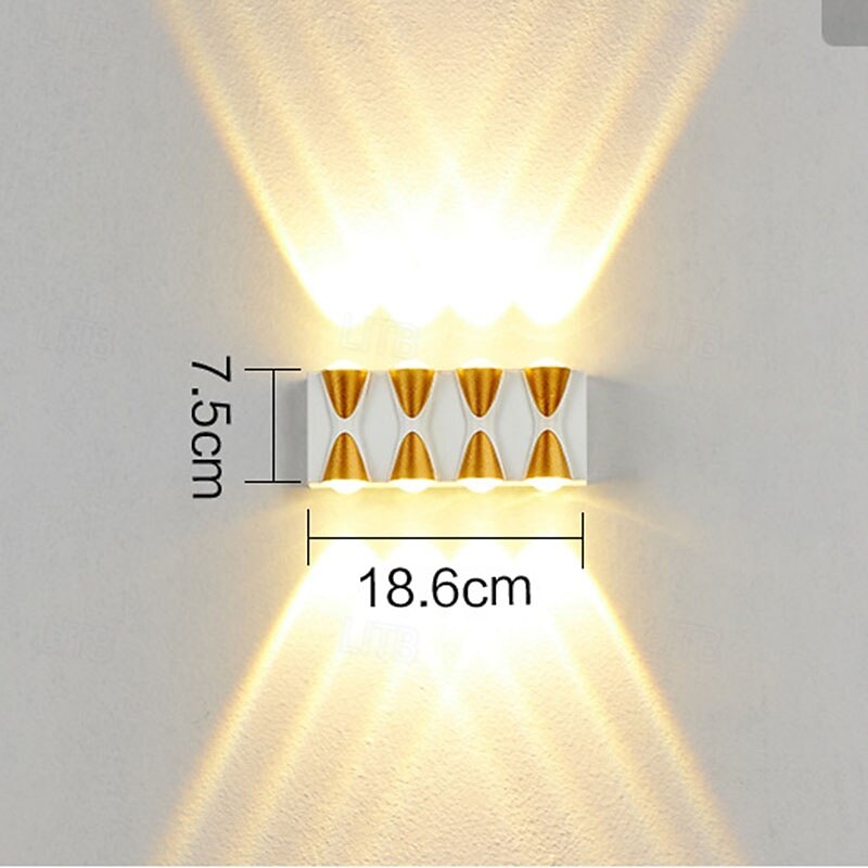 Lampada da parete a LED per esterni 10W, illuminazione up/down, per interni, 4/6/8/10 teste, curva, impermeabile, IP65, lampada da camera da letto moderna, luce bianca calda, AC85-265V del 2025 a $46.99 –P6