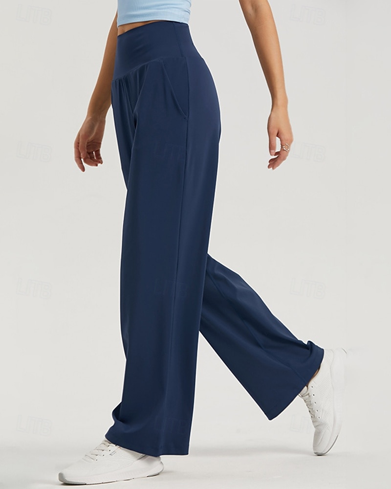 Damen Fitnesshose Pilates-Hosen Yogahose Mit Taschen Leicht Hohe Taille Fitnessstudio Pilates Zumba Unterteile Einfarbig Schwarz Weiß Dunkelmarine Herbst Sport Sportkleidung Mikroelastisch Lässiger 2025 - $35.99 –P8