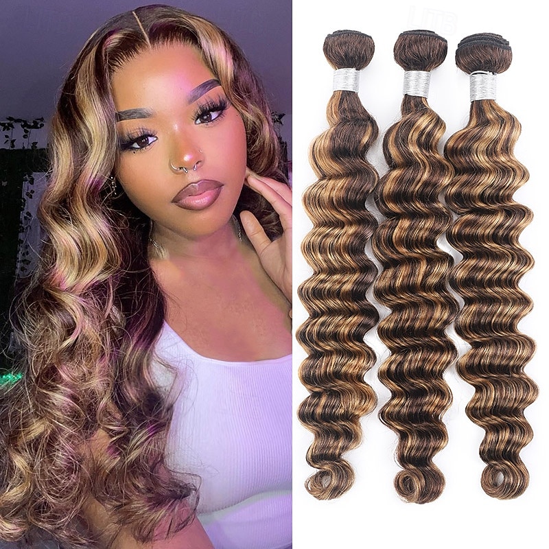 3 pacotes de extensões de cabelo humano solto, cor piano, p4/27, 10-28 polegadas, para mulheres negras de 2026 por $191.99 –P1