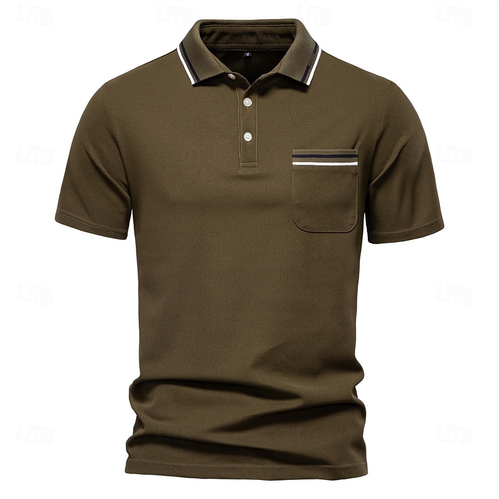 Herren Farbblock Polo Strick-Polopullover Kurzarm Umlegekragen Formell Arbeit Sport & Outdoor Stripe-Trim Streifen Rein Frühling Ganzjahres Weiß Dunkelrot Dunkelmarine 2025 - $22.99 –P10