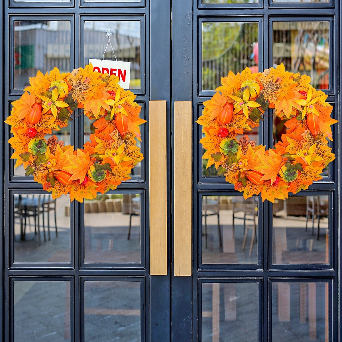 Fall Wreath for Front Door Thanksgiving Autumn Harvest Indoor Outdoor Decoration, Pumpkin and Maple Leaf Artificial Grapevine Wreath Halloween Home Decor 2025 - $29.99 –P2