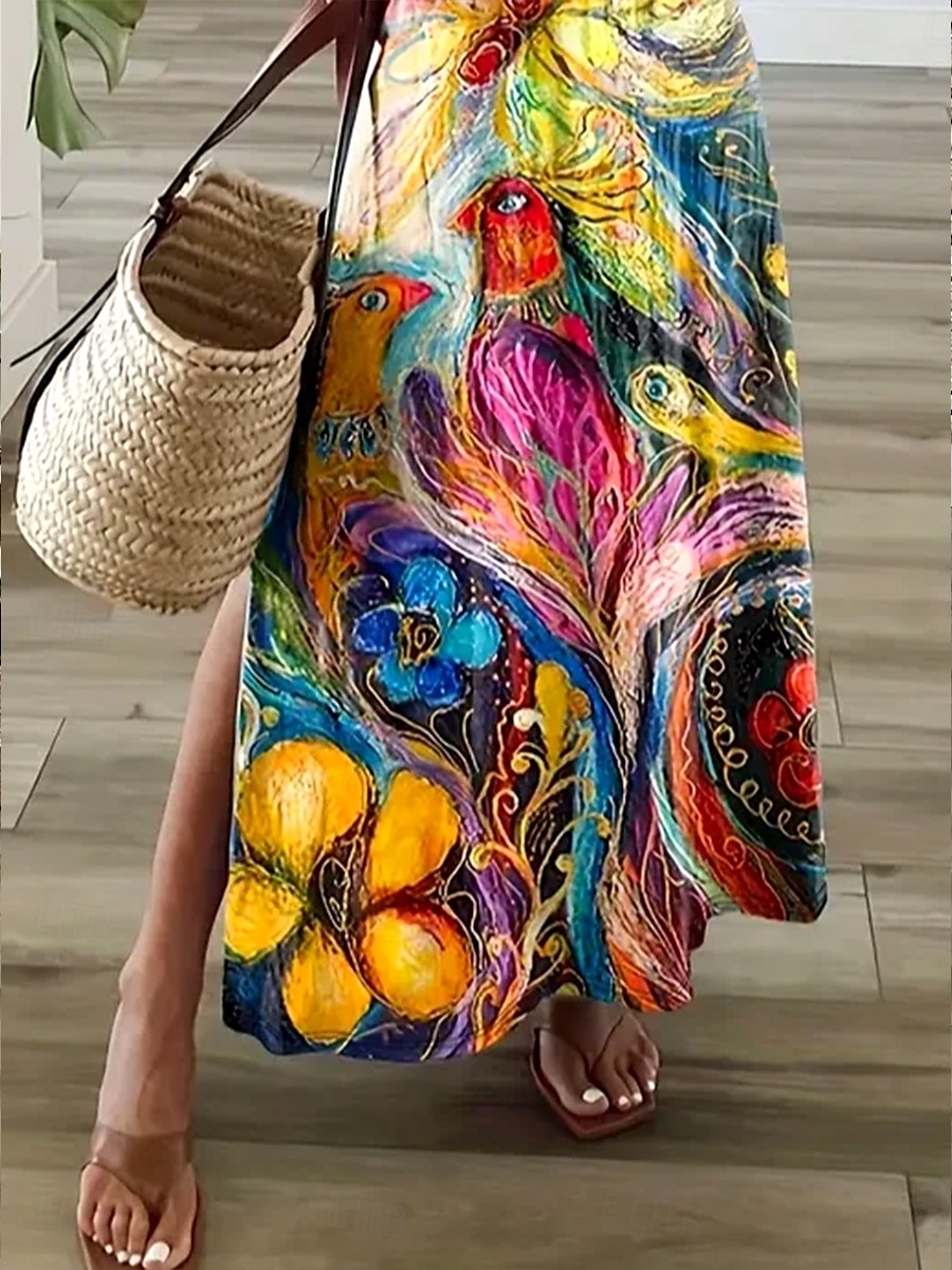 Pentru femei Rochie Maxi Rochie casual Rochie de Vară Rochie A line Elegant Vacanță Casual Plajă Fit regulat Floral Grafic Abstract Manșon scurt În V Colourful Albastru piscină Mov Vară Primăvară 2025 - $28.99 –P3
