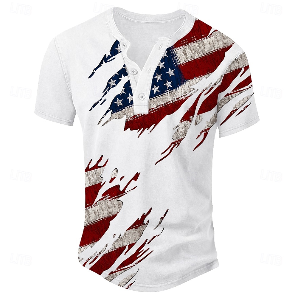 4. Juli 2026 250. Memorialtag Herren 3D-Druck Henley Kurzarm T-Shirt Freizeit Alltag Sport Street 2026 - $22.99 –P3
