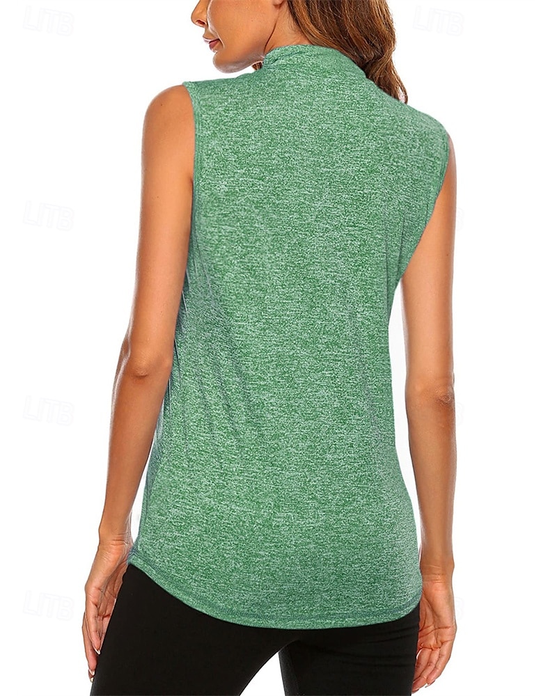 Per donna Tinta unita Maglietta sportiva Polo da golf Maglia da tennis Senza Maniche Cerniera Alta elasticità Traspirante Tennis Golf Pickleball Collo ripiegato Collo con zip Maglietta Top Azzurro del 2026 a $9.49 –P6