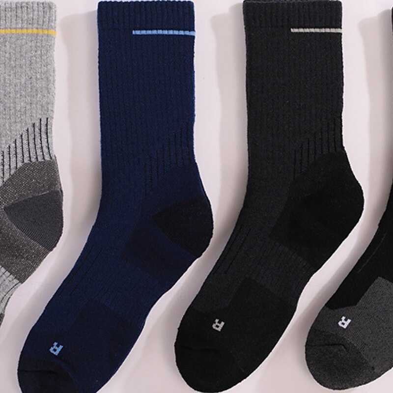 1 Par Hombre Mujer calcetines de lana merino Calcetines para correr Mantiene abrigado Transpirable Anti ampollas Grueso Al aire libre tripulación media Retazos Lana Merina Gris oscuro Negro Azul 2025 - $15.99 –P13