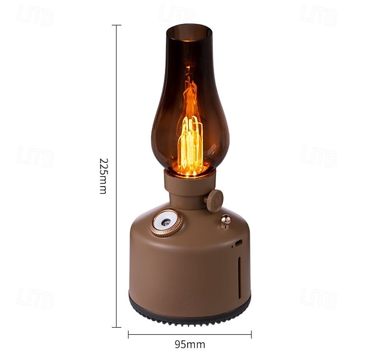 1 umidificatore vintage a lampada a cherosene, capacità 260 ml, silenzioso, con 2 impostazioni di nebulizzazione, luce notturna con oscuramento continuo per la camera da letto di casa del 2025 a $27.99 –P1