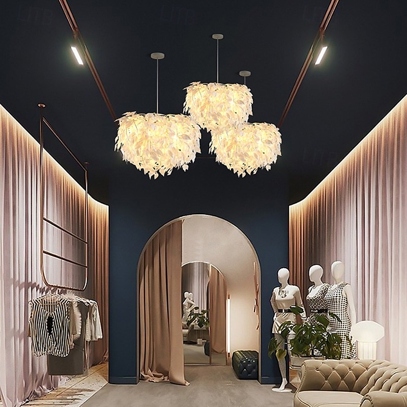 Luminária pendente moderna, pequena e requintada, com 4 luzes, altura ajustável, luminária pendente de ferro com tecido, lustre minimalista, adequada para quarto, sala de estar, corredores de 2025 por $279.99 –P2