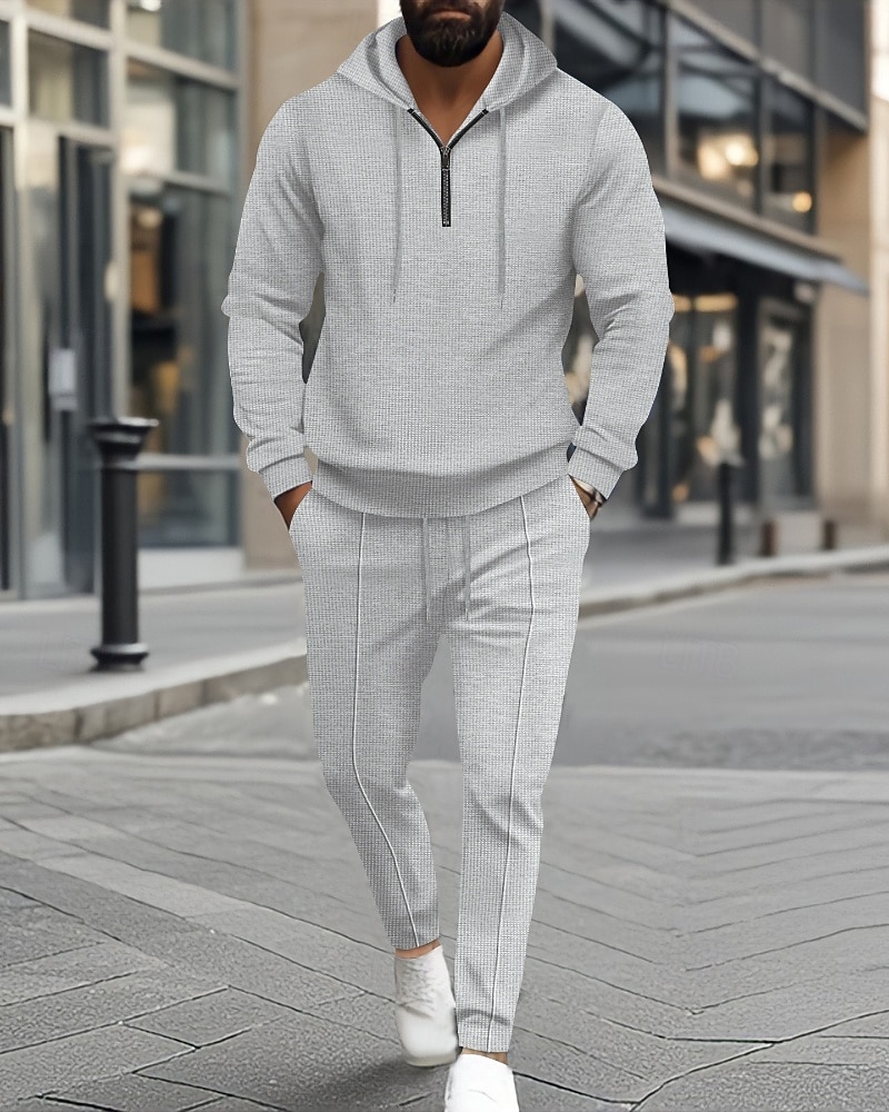 Муж. Спортивный костюм Штаны Спортивные штаны Карман на молнии Однотонный Наборы одежды Осень Черный Белый Тренажерный зал Одежда для спорта и отдыха Бег С защитой от ветра Длинный рукав Спорт 2026 - $34.99 –P10