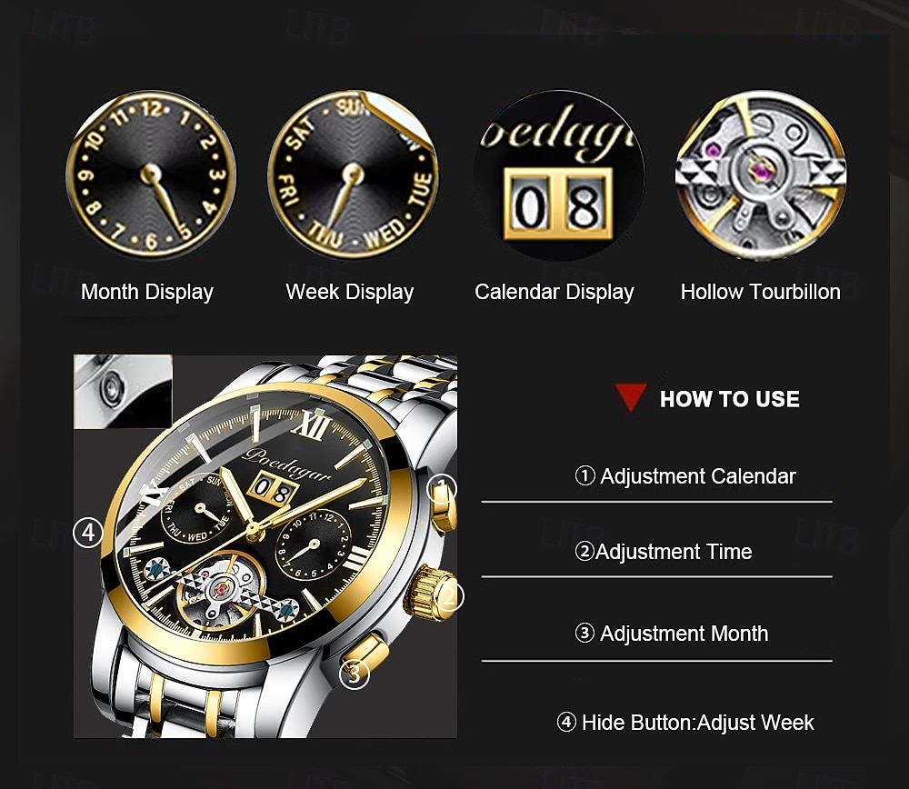 Бизнес Часы Мужские Автоматические Механические Турбийон Часы Роскошные Модные Спортивные Часы Из Нержавеющей Стали 2026 - $47.99 –P6