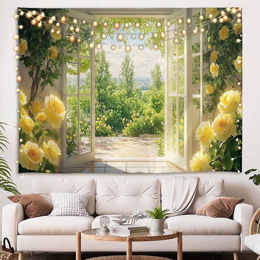 Window Flowers Flowers Plants Landscape Tapestry Decorative Art Carpet Curtain Hanging Home Bedroom Living Room Decoration 2026 - $17.99 –P6