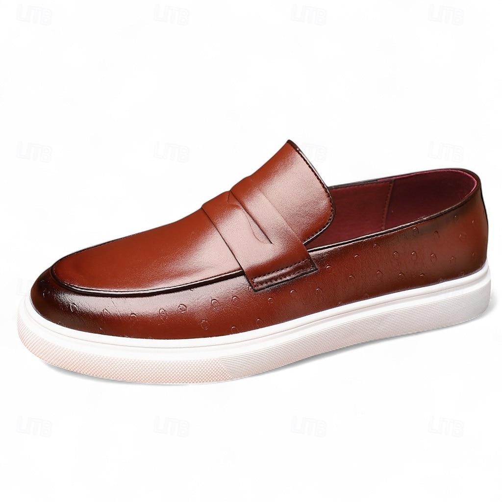 Brune penny loafers til herre – glatt overflate med hybridsåle, slip-on smarte fritidssko for kontor, reise og urban stil 2025 - $42.99 –P3