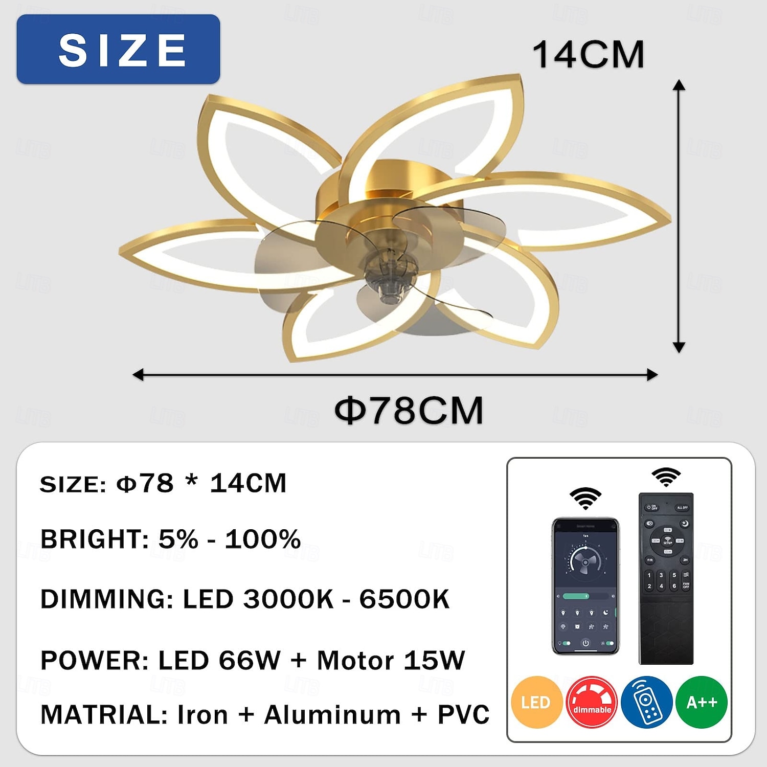 Ventilatore da soffitto con illuminazione, moderno ventilatore a LED dimmerabile, lampada da soffitto con ventilatore e telecomando, temporizzazione silenziosa, lampada da soffitto a forma di fiore in del 2025 a $234.59 –P5