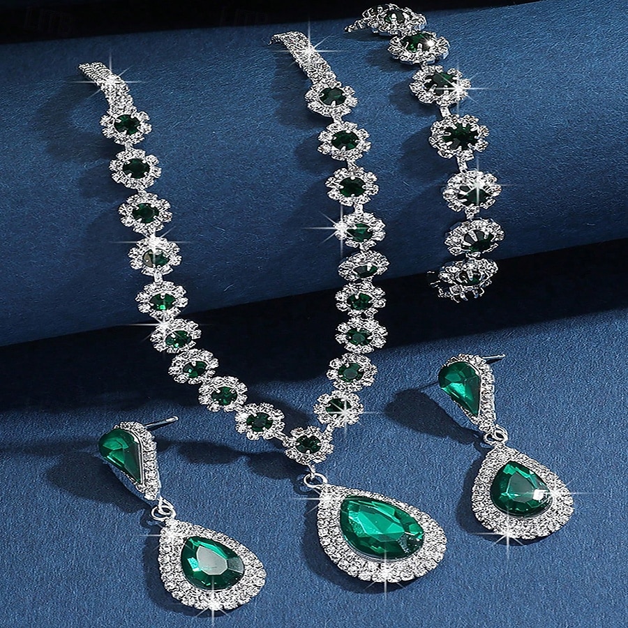 Conjuntos de joias de noiva 1 Liga 1 Bracelete Brincos Colares Mulheres à moda Fofo Alegria Conjunto de jóias Para Traje de festa para noite de 2026 por $34.99 –P2