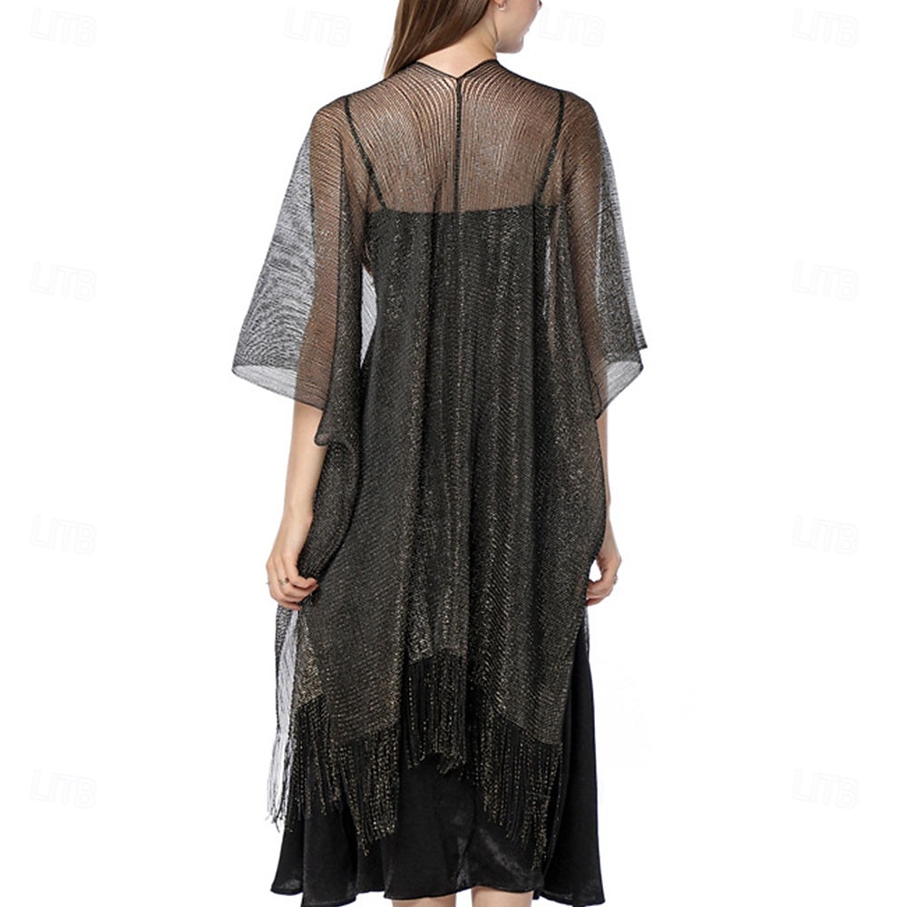 Capa Elegante de Proteção Solar para Mulheres com Mangas Curtas em Seda Imitada com Cor Pura para Casamento de Verão de 2025 por $20.99 –P2