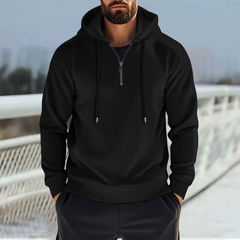 Per uomo Felpa con cappuccio a nido d'ape Felpa con cappuccio e zip Felpa con zip Nero Bianco Blu Cachi Grigio Con Cappuccio Semplice Con zip Zip a un quarto Sport & Outdoor Casuale Quotidiano del 2025 a $30.99 –P4