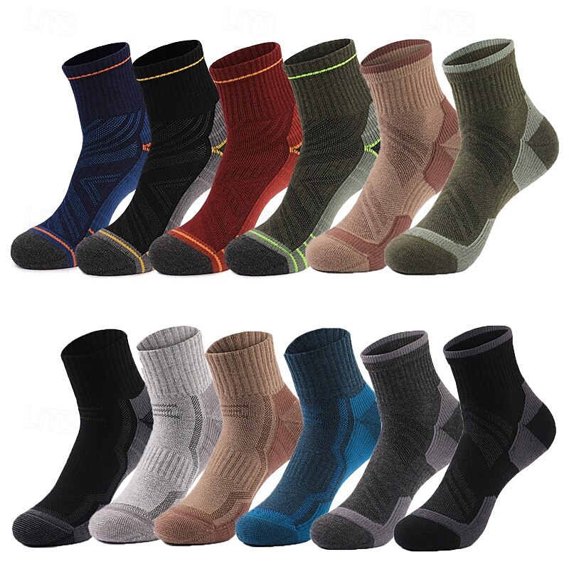 1 Paar Herren Damen Merino Wollsocken Wandersocken Sportsocken Thermo Warm Atmungsaktiv Anti Blasen Dick Outdoor Quarter Crew Patchwork Merinowolle Schwarz Königsblau Braun für Ski/Snowboard 2026 - $12.99 –P1