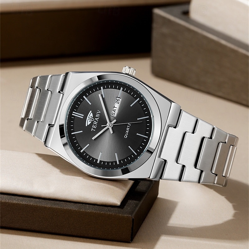 Um relógio masculino moderno e original com pulseira de liga de estilo empresarial, com classificação de resistência à água ipx7, data luminosa e visor de dia, caixa de relógio esportivo de quartzo de 2025 por $19.99 –P8