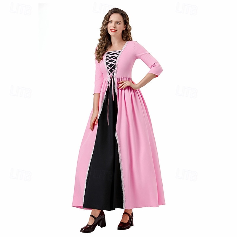 Elegantní Retro Renesanční Dlouhá délka Šaty Cosplay kostým Maškarní Šlechtična Hranatý Maškarní kostým Dámské předvečer Všech svatých Plesová maškaráda Šaty Párty a večer Běžné / Denní Dospělé Šaty 2025 - $44.99 –P4