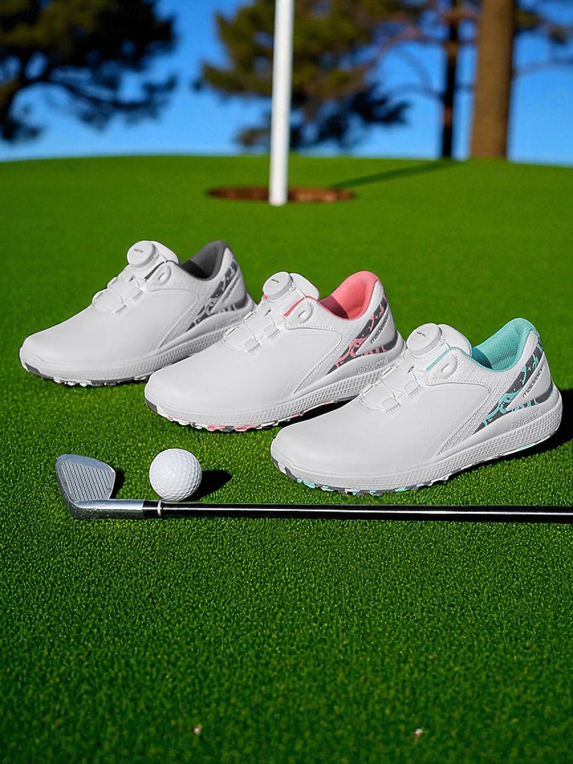 Zapatos de golf ligeros para mujer: zapatillas deportivas modernas con detalles en rosa para la práctica diaria del golf y actividades al aire libre en verano. 2025 - $69.99 –P3