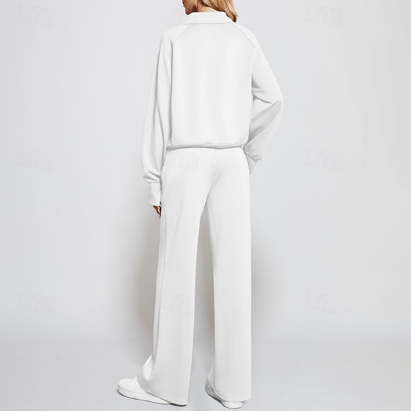 نسائي بدلة رياضية بنطلونات بنطلون واسع الساق دانتيل جيب لون سادة أطقم ملابس رياضية الخريف أسود أبيض الصالة الرياضية رياضات ركض ضد الهواء كم طويل رياضة ألبسة رياضية قابل للبسط عادي 2025 - $34.99 –P10