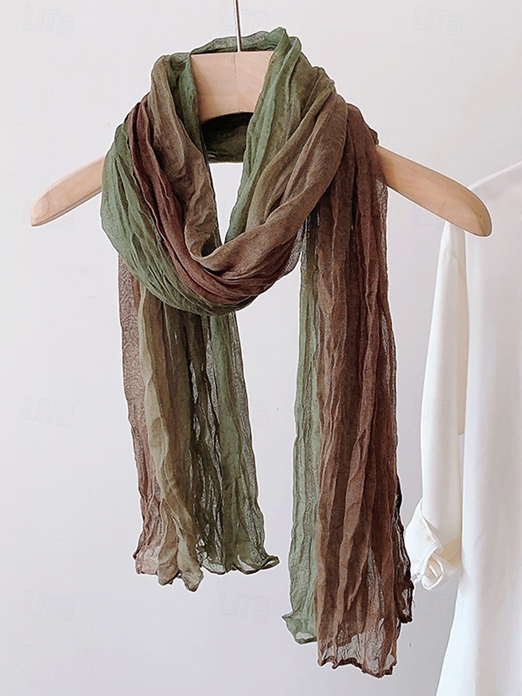 sciarpa leggera in chiffon stropicciato da uomo con effetto tie-dye sfumato, perfetta per viaggi bohémien, stratificazione quotidiana e look primaverili/autunnali del 2025 a $11.99 –P2