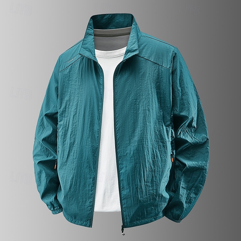 Hombre Chaqueta ligera Exterior Casual Portátil Protección solar UV Bolsillo Verano Primavera Otoño Color sólido Activo Vintage Cuello Vuelto Regular Gris oscuro Blanco Azul Marino Gris Ligero Verde 2026 - $18.49 –P9