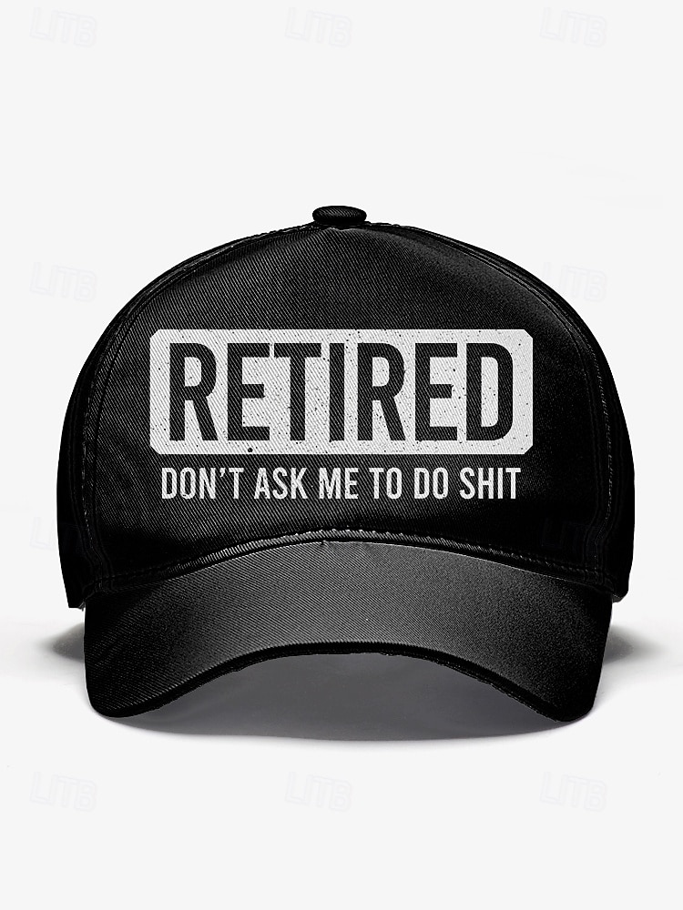 Lustige schwarze Baseballkappe für Herren mit „Retired“-Aufdruck – verstellbare Baumwollmütze für Rentner, lässige Outdoor-Kleidung und Scherzgeschenke 2025 - $14.99 –P4