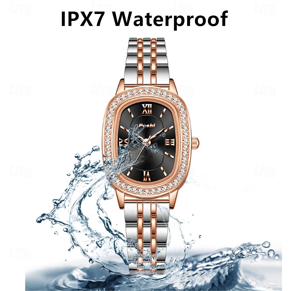 Fashion Women's Quartz Watch Oval Inlaid with Rhinestones Quartz Watch PX7 Waterproof Stainless Steel Strap Women's Business Watch 2025 - $21.99 –P5