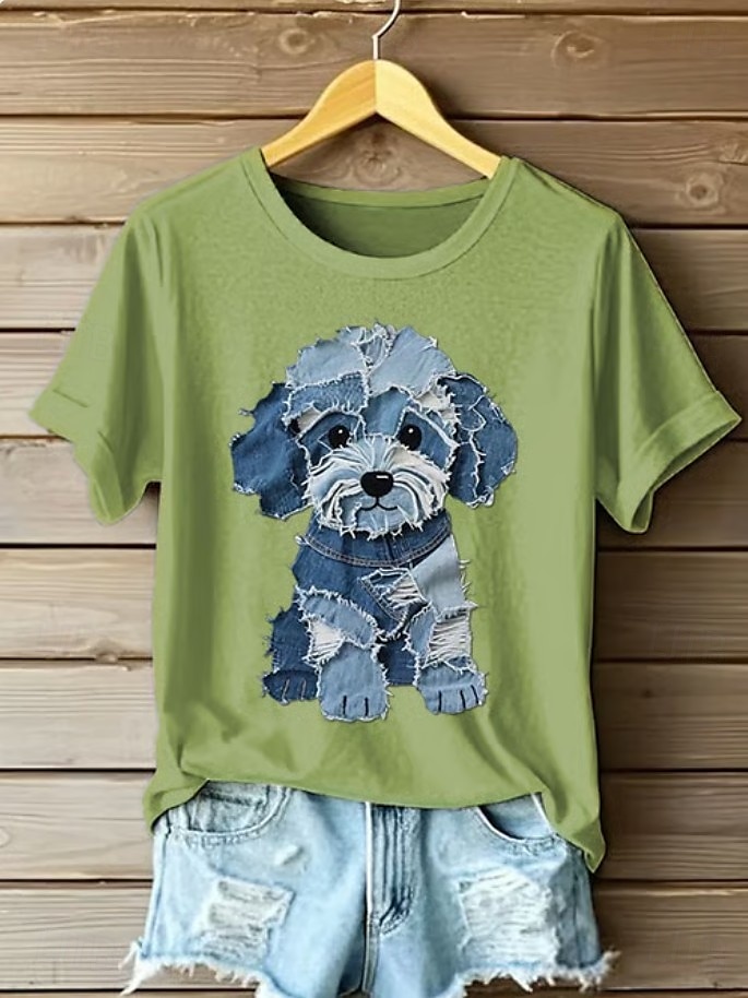 Femmes T-shirt Graphique Animal Chat ancien Élégant Classique Manche Courte Col ras du cou Hauts Réguliers Quotidien Week-end Imprimé Noir Blanche Rose Claire Bleu Vert Été Printemps de 2025 ? €18.89 –P7