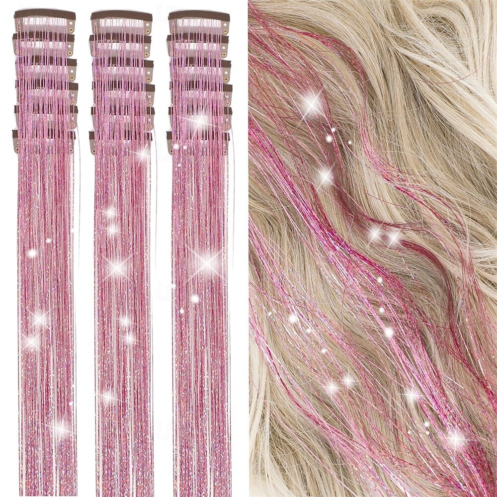 Kit de enfeites de cabelo, pacote com 18 peças de prendedores de cabelo com glitter de 19,6 polegadas, extensões de cabelo com prendedores resistentes ao calor, enfeites de cabelo com brilho de fada, de 2025 por $17.99 –P1