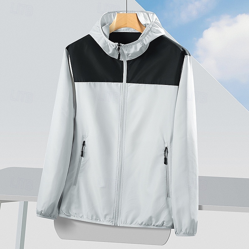 Unisex Running Jacket  Windbreaker Outdoor Jacket Pocket Full Zip Long Sleeve Outerwear Athletic Sun Protection Breathable Quick Dry Lightweight Tennis Golf Running Sportswear Activewear Color Block 2025 - $25.99 –P4