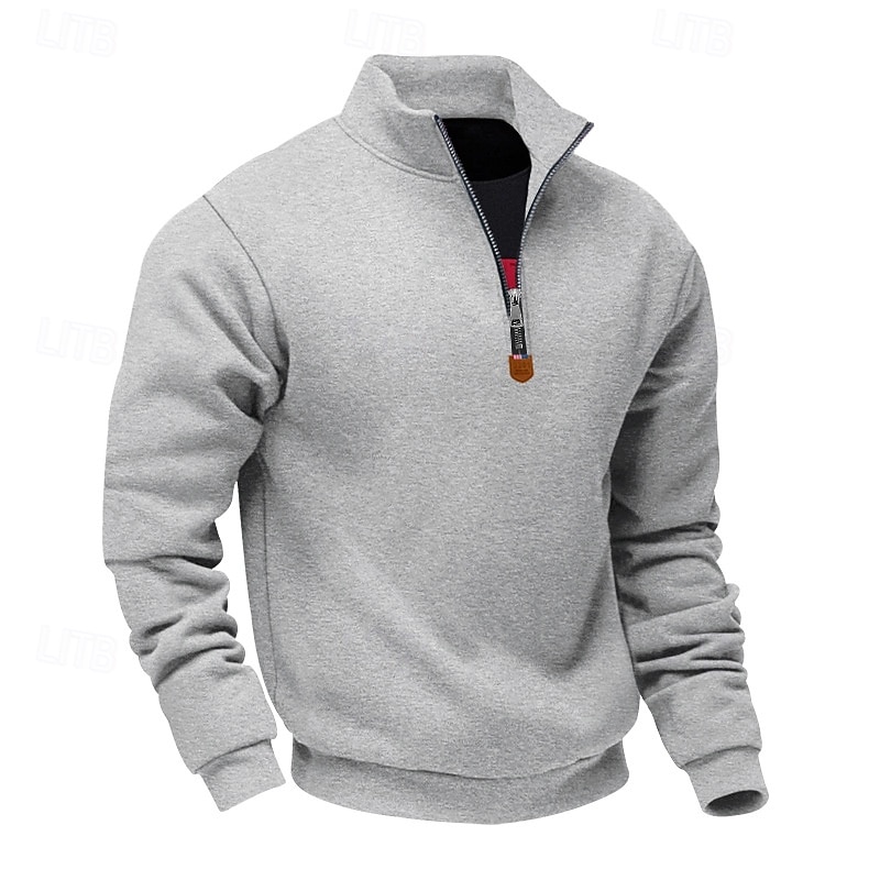 Hombre Sudadera Sudadera con un cuarto de cremallera Albaricoque Negro Blanco Vino Rojo Media cremallera Plano Deporte Diario Festivos Poliéster Ropa de calle Básico Casual Primavera Otoño Ropa 2025 - $21.99 –P2