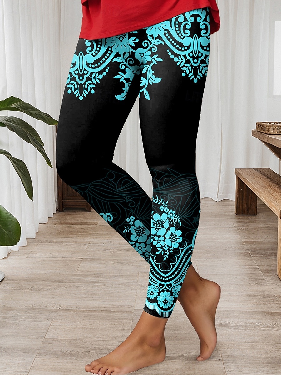 Femmes Leggings ancien Mode Style Ethnique Longueur complète Taille haute Graphique Formes Géométriques Impression Respirant Doux Élastique Occasionnel Quotidien Fête Blanche Bleu Vert Améthyste Ét de 2025 ? $19.99 –P3
