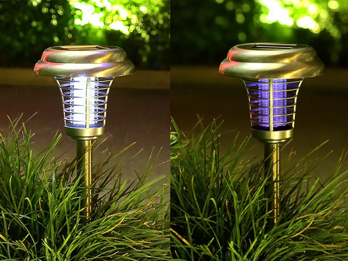 aurinkohyönteisviemäri vedenpitävä ulkokäyttöön tarkoitettu hyttysten tappaja ja valaistusta karkottava lamppu sisä- ja ulkokäyttöön puutarhaterassille violetti ja valkoinen valo (ruostumaton teräs - 2026 - $13.49 –P2