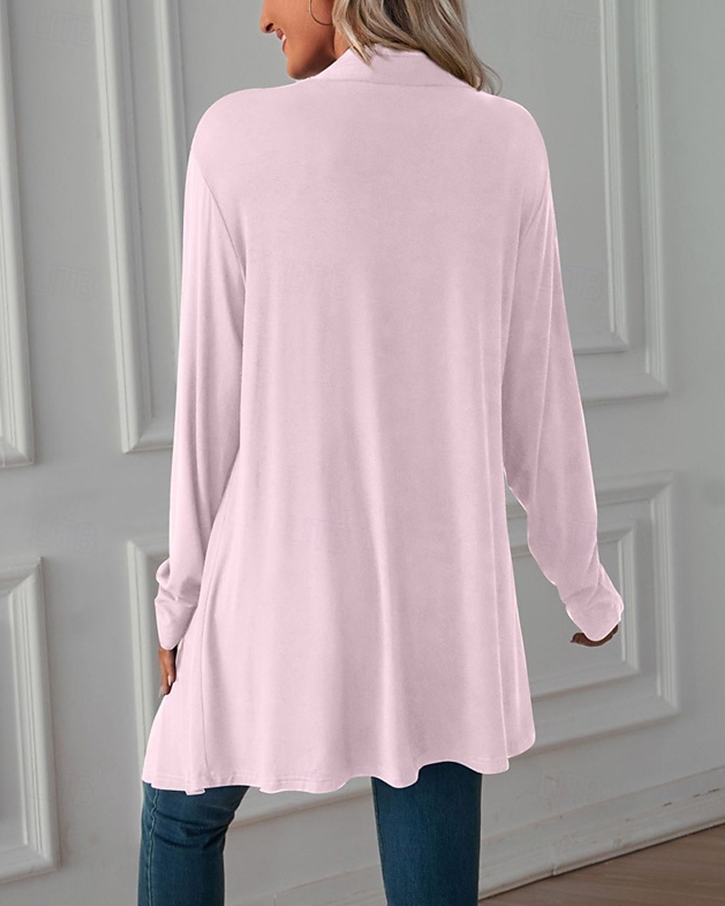Damen Pullover Strickjacke Urlaub Mode Täglich Einfarbig Gerippt Öffnung vorne Gestrickt Langarm Lange Oberteile Stricken Ferien Ausgehen Wochenende Schwarz Weiß Herbst Winter 2025 - $22.99 –P16