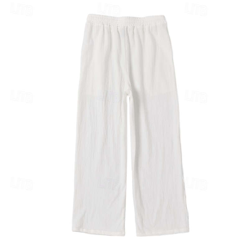 Herren Leinenhosen Hose Sommerhose Baggy-Hosen Kordelzug Elastischer Bund Gerader Schnitt Einfach Komfort Atmungsaktiv Volle Länge Lässig Täglich Ferien Mode Klassicher Stil Schwarz Himmelblau 2025 - $20.99 –P4