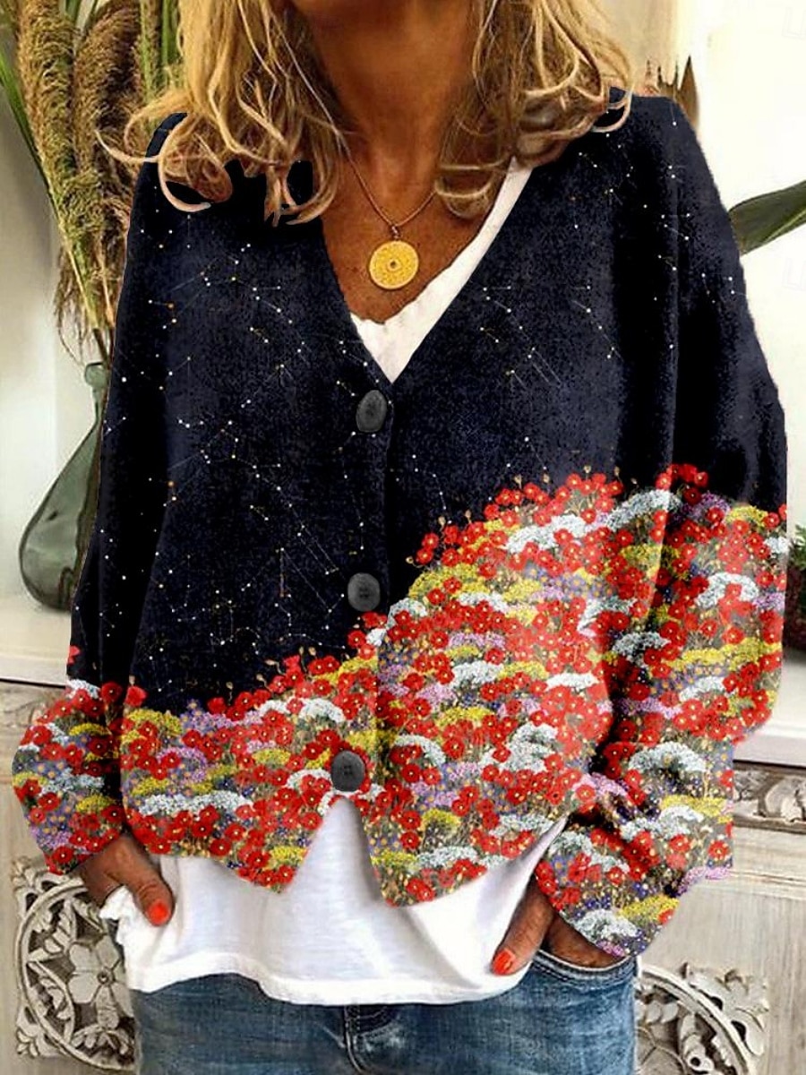 Pentru femei Pulover Bluza Modă Șic Stradă Casual Grafic Geometric Plisat În V Nasturi Tricotat Imprimeu Manșon Lung Topuri obișnuite Tricotat În aer liber Zilnic Sfârșit de săptămână Negru 2025 - $39.99 –P4